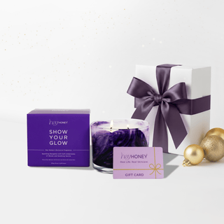 Hey Honey Glow & Give Gift Set — Small Candle + Gift Card - Hey Honey Beauty