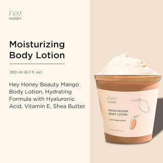 Mango & Honey Ultra Hydrating Body Lotion - Hyaluronic Acid Fruit Enzymes Shea & Mango Butter Moisturizer - Hey Honey Beauty