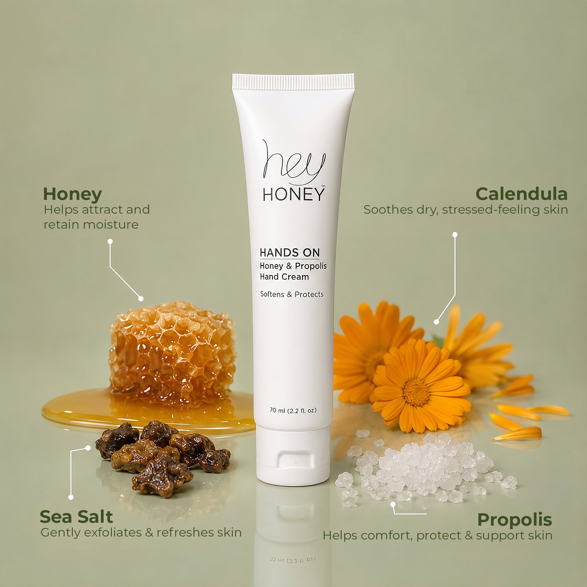 HANDS ON - Honey & Propolis Hand Cream - Hey Honey Beauty