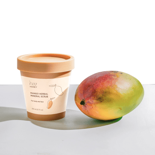 Herbal Mineral Mango SCRUB - Dead Sea Salt Exfoliator For Body & Face - Hey Honey Beauty