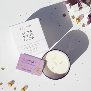 Hey Honey Glow & Give Gift Set — Large Candle + Gift Card - Hey Honey Beauty