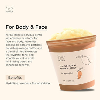 MANGO HERBAL MINERAL SCRUB Dead Sea Salt Exfoliator For Body & Face - Hey Honey Beauty
