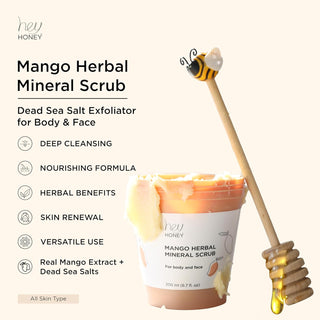 MANGO HERBAL MINERAL SCRUB Dead Sea Salt Exfoliator For Body & Face - Hey Honey Beauty