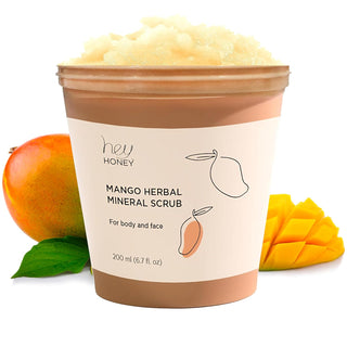 MANGO HERBAL MINERAL SCRUB Dead Sea Salt Exfoliator For Body & Face - Hey Honey Beauty