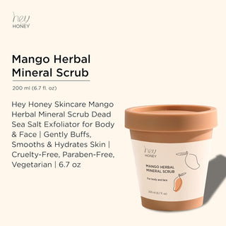 MANGO HERBAL MINERAL SCRUB Dead Sea Salt Exfoliator For Body & Face - Hey Honey Beauty
