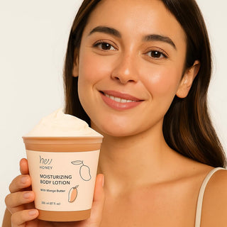 Mango & Honey Ultra Hydrating Body Lotion - Hyaluronic Acid Fruit Enzymes Shea & Mango Butter Moisturizer - Hey Honey Beauty