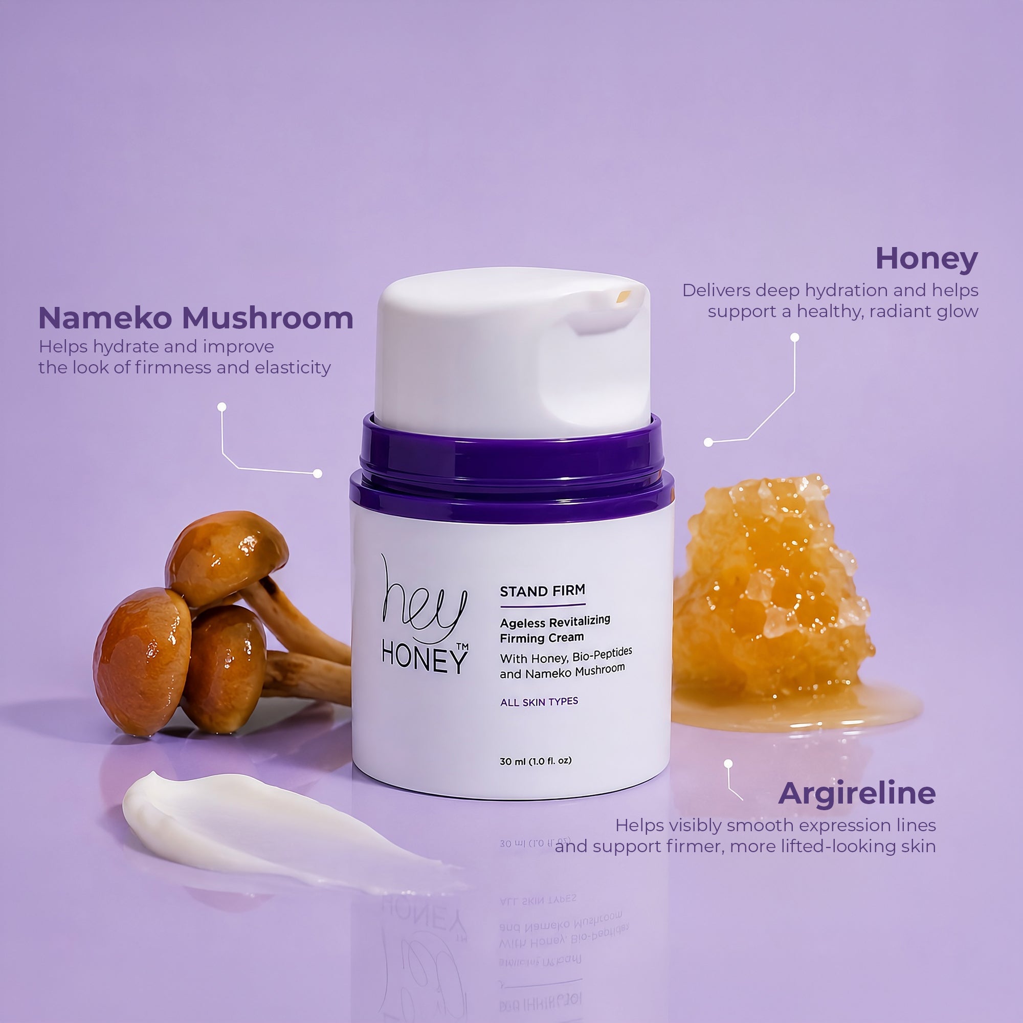 STAND FIRM - Argireline and Nameko Mushroom Firming Cream - Hey Honey Beauty
